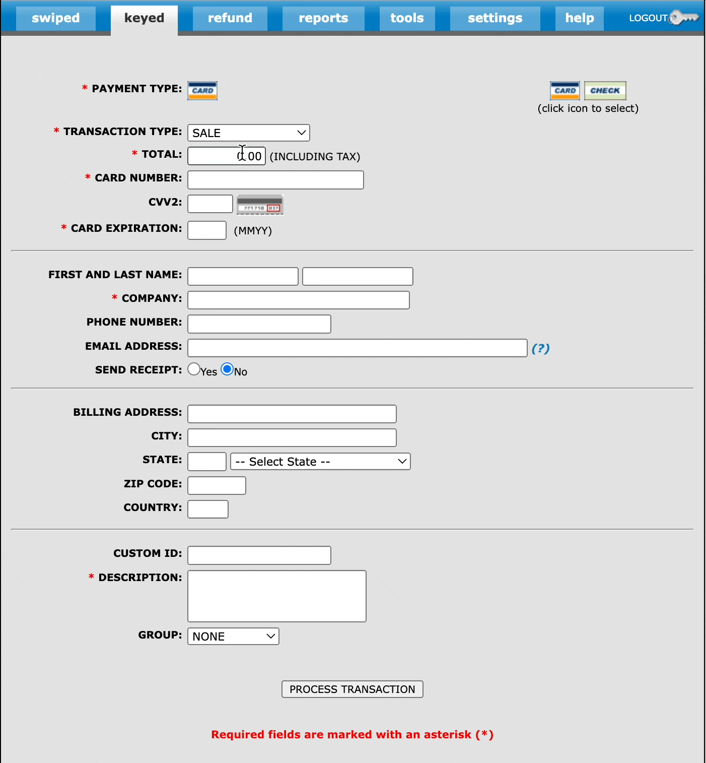 Process a Keyed Transaction Using the PayConex Virtual Terminal